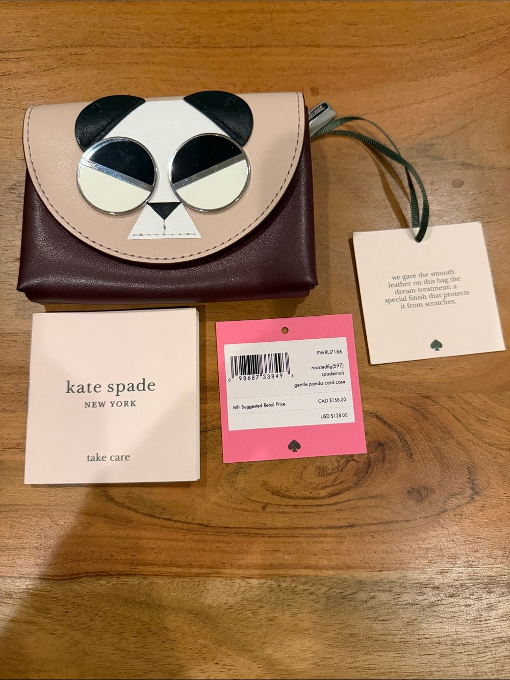 NWT Kate Spade New York "Spademals" Gentle Panda Card Case Wallet